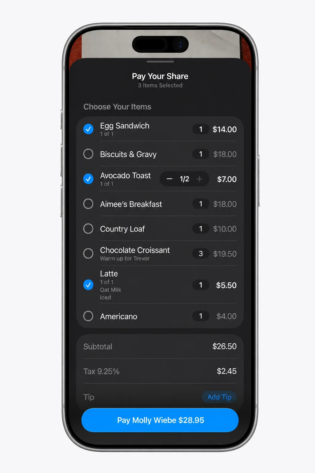 Bill splitting in Apple Pay