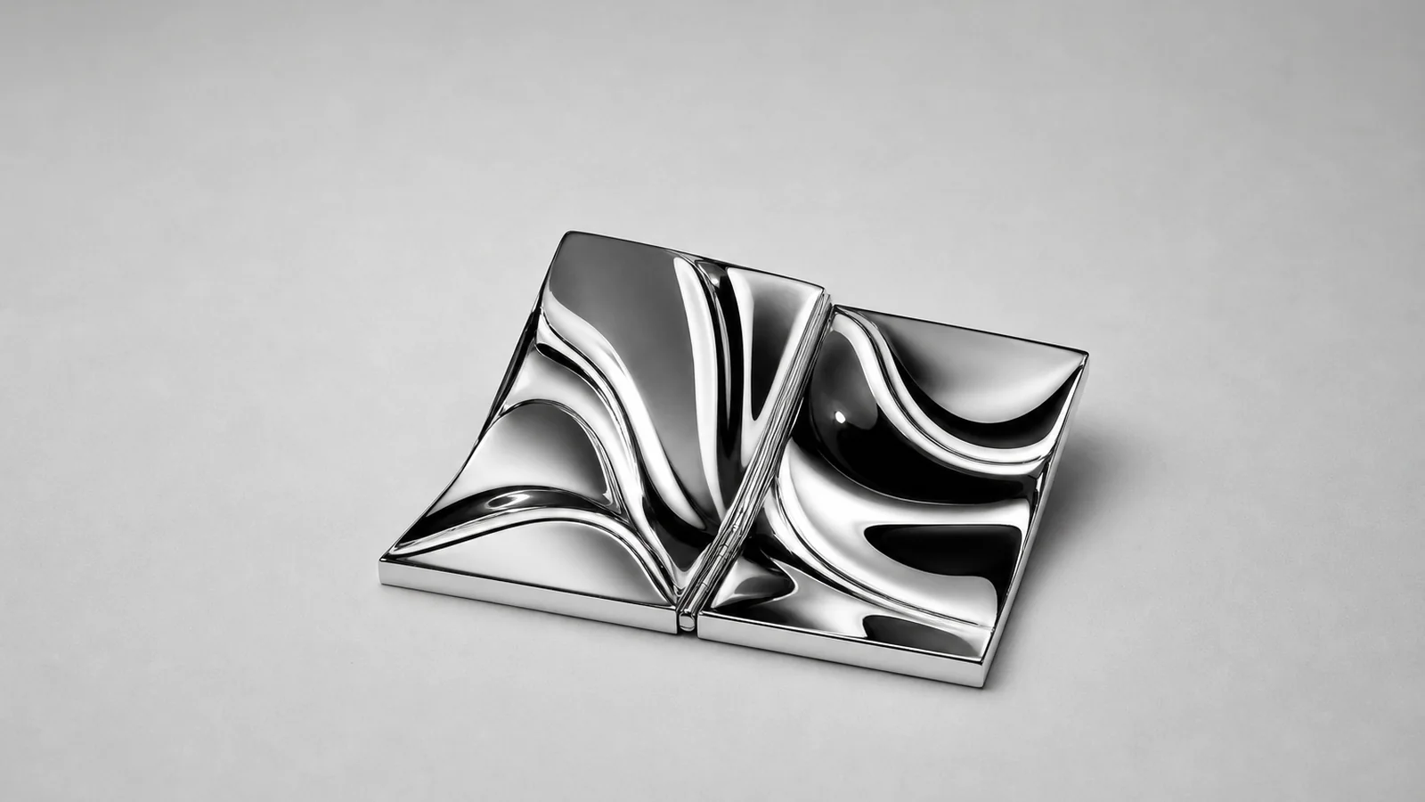 An open foldable phone with a soft wave across both halves of the screen