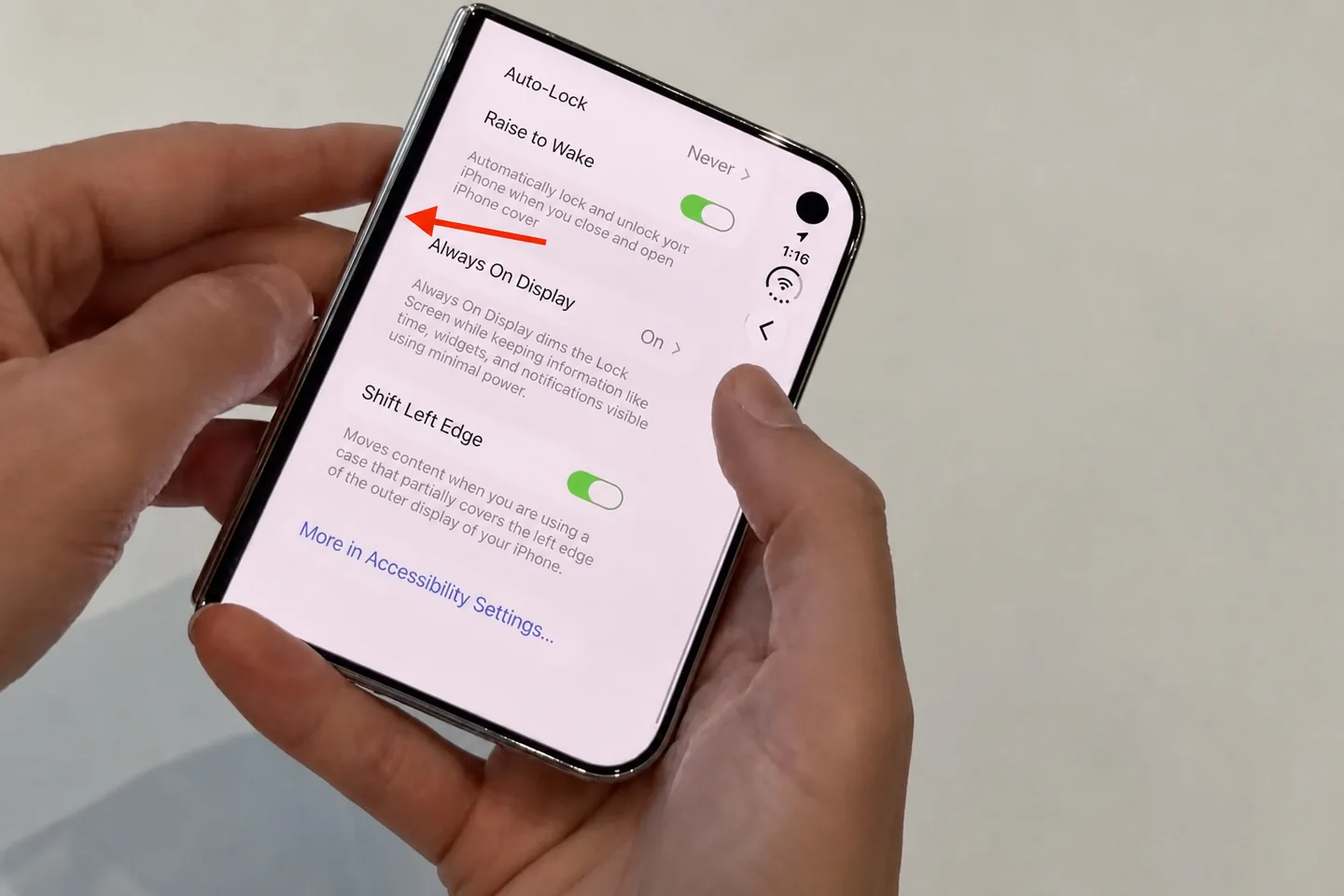 The Shift Left Edge option in iPhone Duo display settings