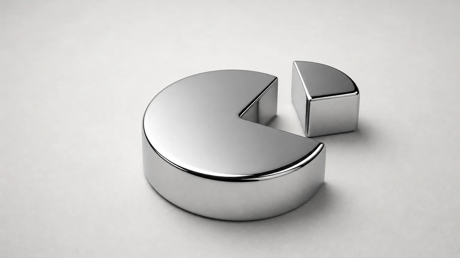 A pie chart with one quarter segment lifted out